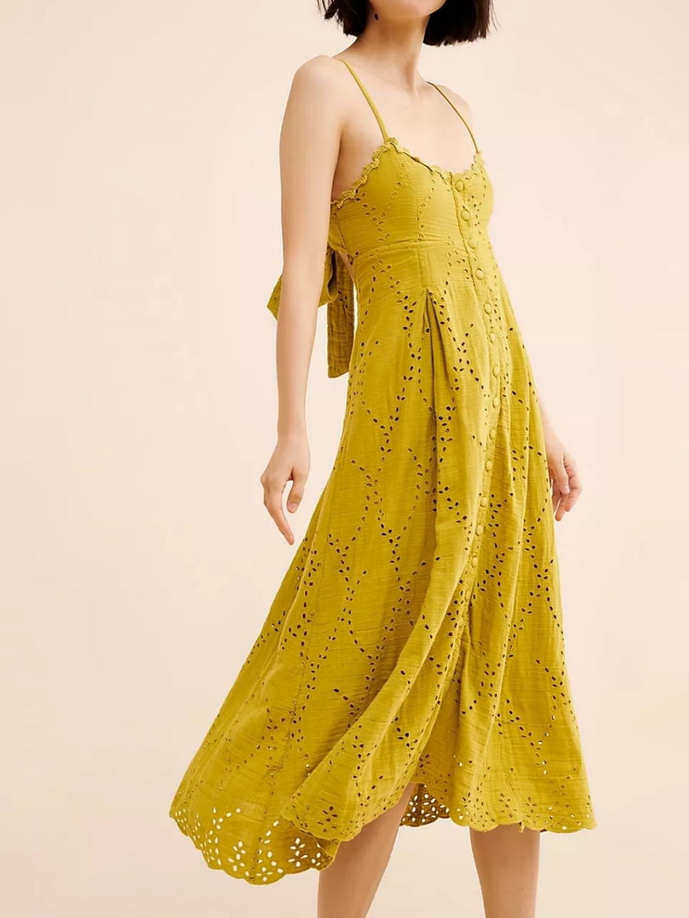 Free People Getaway Eyelet Spaghetti-Strap Midi Dress